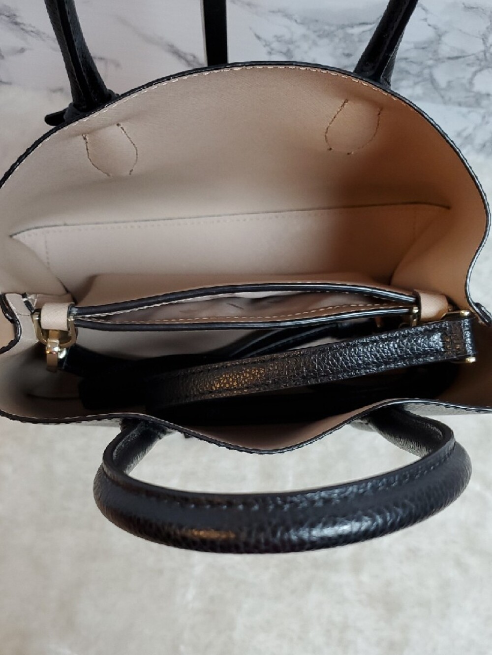 kate spade Black Pebbled Leather Eva Satchel with Gold Logo - Picture 8 of 11